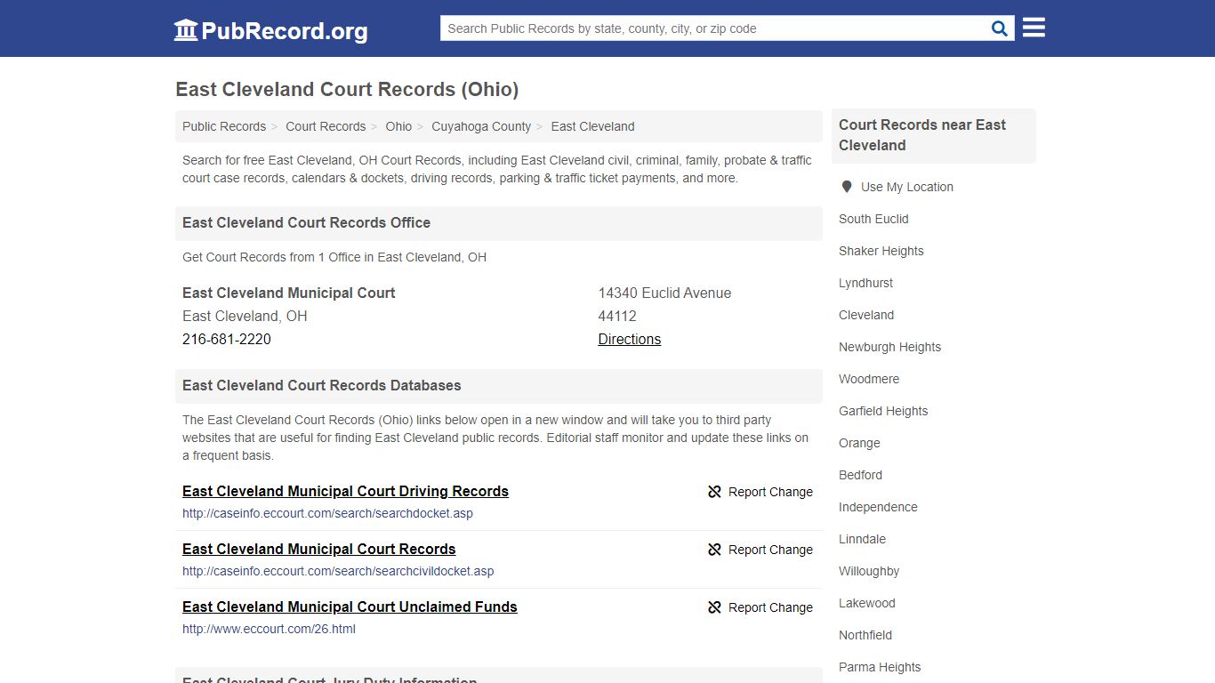 Free East Cleveland Court Records (Ohio Court Records)